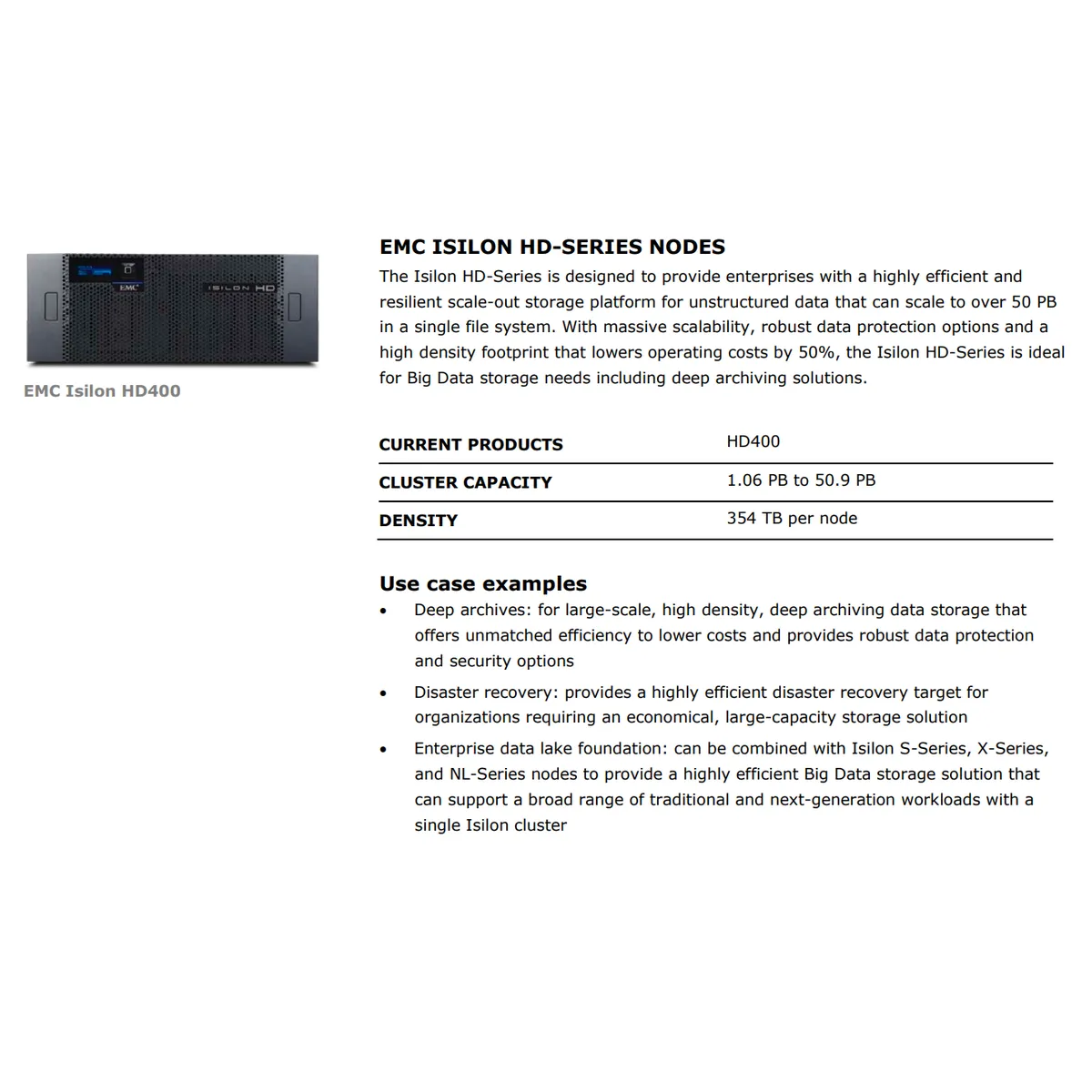 EMC Isilon HD400 Pre-Configured (354TB HDD, E5-2407v2 2.40GHz, 48GB RAM)