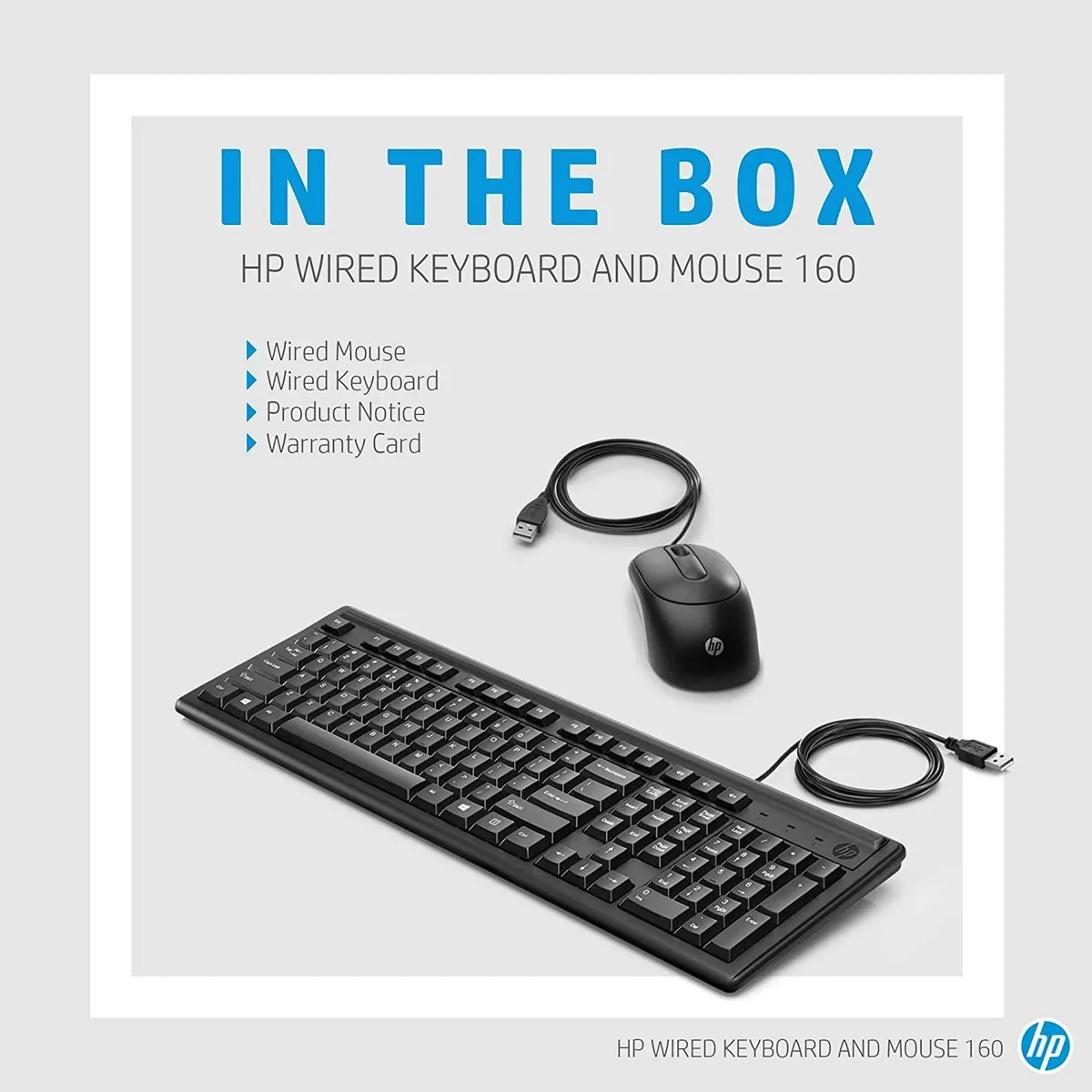 HP UK Wired Keyboard & Mouse 160 New