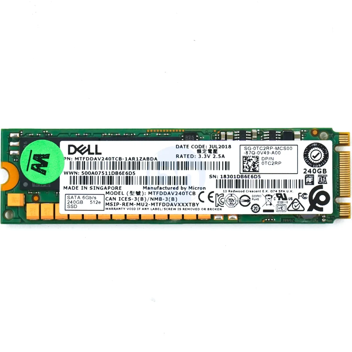 Dell (TC2RP) - 240GB Enterprise Class M.2 2280 B+M SATA 6Gbps SSD