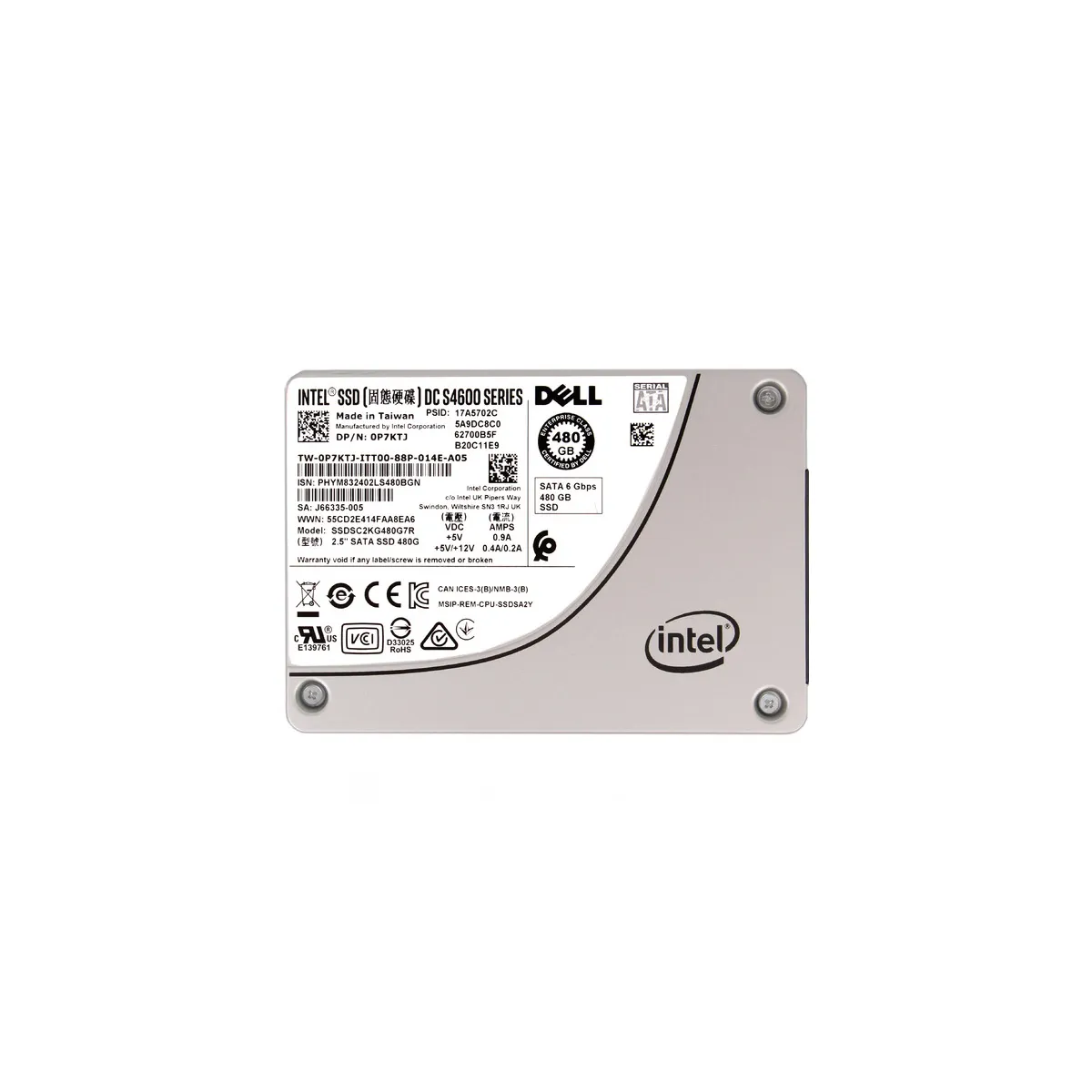 Dell (P7KTJ) - 480GB Mixed Use (SFF 2.5in) SATA-III 6Gbps SSD